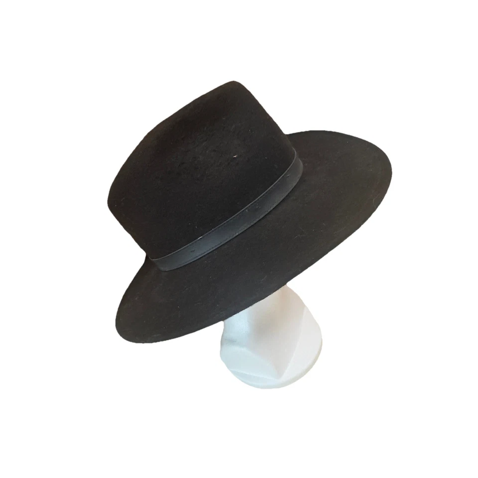 Chapéu de cowboy Pendleton 100% lã preto ocidental pulseira de couro com miçangas tamanho único - Imagem 4 de 4