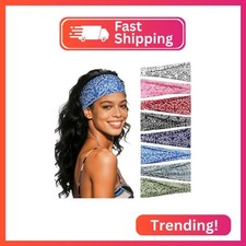 Awumbuk Headbands for Women, 8 Pack Non-Slip Moisture Wicking Sports Wide Head B