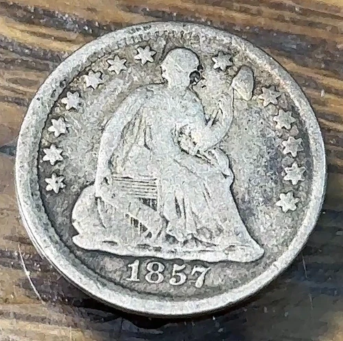 1857 Seated Liberty Half Dime Nice Original VG CHRC