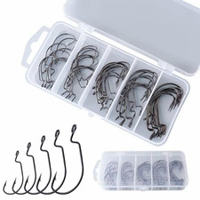 Offsethaken Set 50 Stück Angelhaken Box Raub...