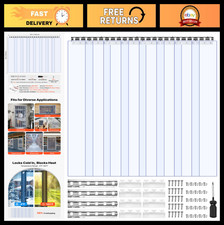 Clear PVC Strip Curtain 84"x48" - 8 PCS Waterproof Door Strips for Freezer, Gara