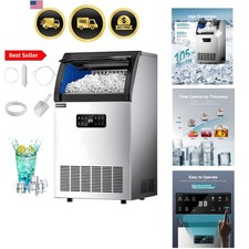 Commercial Ice Maker,105lbs/24H,Stainless Steel Under Counter Ice Machine wit...