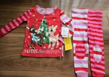 NWT Baby Girl 12M Rudolph The Red Nosed Reindeer Clarice Pajamas Sleepwear