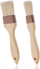 2 Pcs Natural Bristle Pastry Brush, Beech Wooden Handle Basting and BBQ Brushes 
