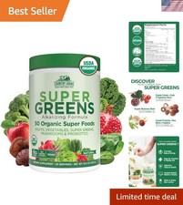 USDA Organic Super Greens Powder - 50 Whole Foods Packed with Fiber  Probiotics