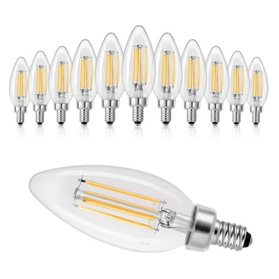 Uimoso LED Candelabra Bulbs 12-Pack Dimmable Chandelier Lights 2725K 90+ CRI