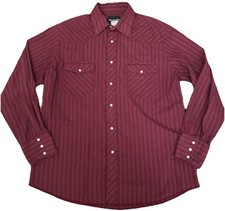 Vintage Wrangler Pearl Snap Shirt Red Striped Western Lightweight See Photos