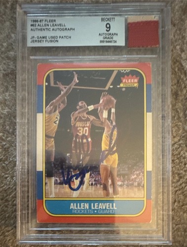 1986-87 Fleer Jersey Fusion Allen Leavell Rookie Card Auto #62 BGS 9 - Game Used