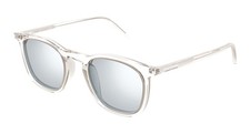 Saint Laurent SL 623-004 Beige Acetate Square Sunglasses with Silver Mirror