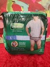 DEPENDS Mens Fit Flex Maximum Underwear 17 Pairs Large New In Package