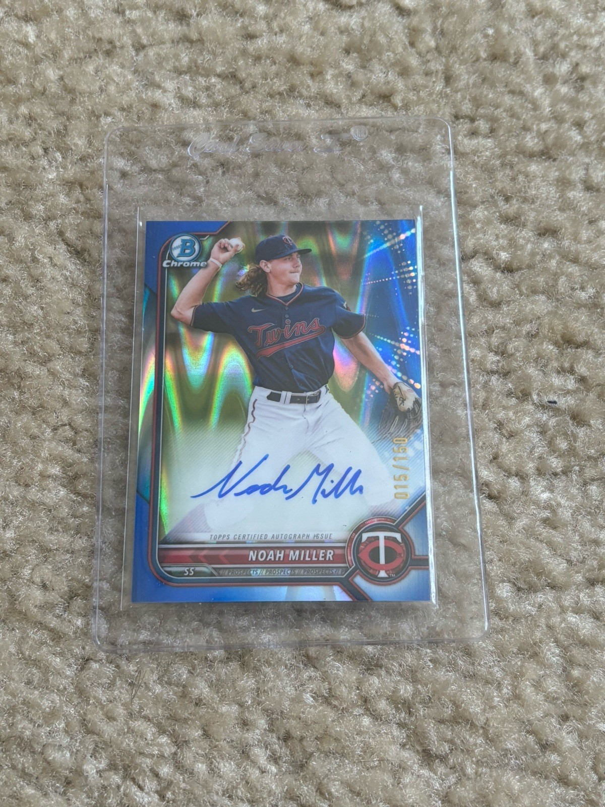 2022 Bowman Chrome Prospect Blue RayWave Refractor /150 Noah Miller #CPA-NM Auto