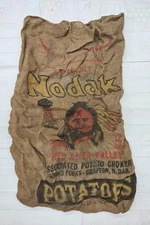 Vintage 100lbs NODAK Red River Valley Potatoes Burlap Gunny Sack 22" x 36"