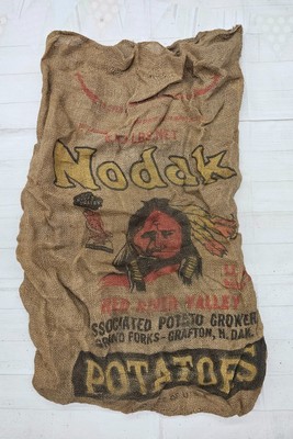 Vintage 100lbs NODAK Red River Valley Potatoes Burlap Gunny Sack 22'' x 36''