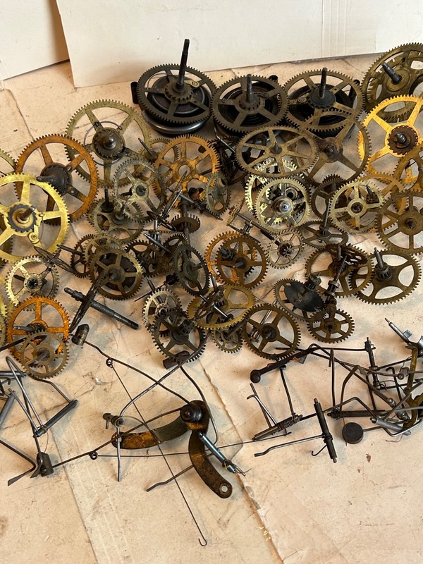 CLOCK GEARS & LEVERS, OLD ORIGINAL CLOCK GEARS, FROM ANTIQUE CLOCK , ORIGINALS