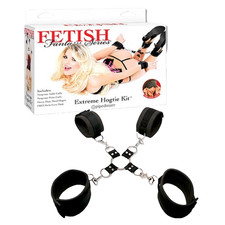 Pipedream Extreme Hogtied Kit Set Bondage Hogtie Caviglie Polsi Nero BDSM fetish