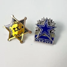 Dallas Cowboys Lapel Pin Star Butterfly Clasp+Texas Ranger Pin Rubber Clasp