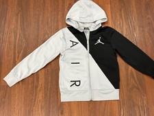 Air Jordan Zip Up Hoodie Youth Small Therma Fit Black Gray Logo