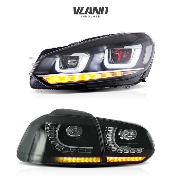 VLAND For VW GOLF MK6 GTI R 20102014 LED Headlights+LED Smoked Tail
