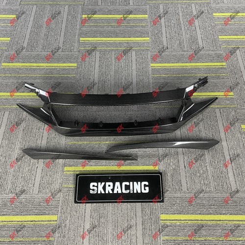 Carbon Fiber Front Bumper Mesh Center Grille for Honda Civic FK7 FK8 FC1 2016-19 - Picture 2 of 13