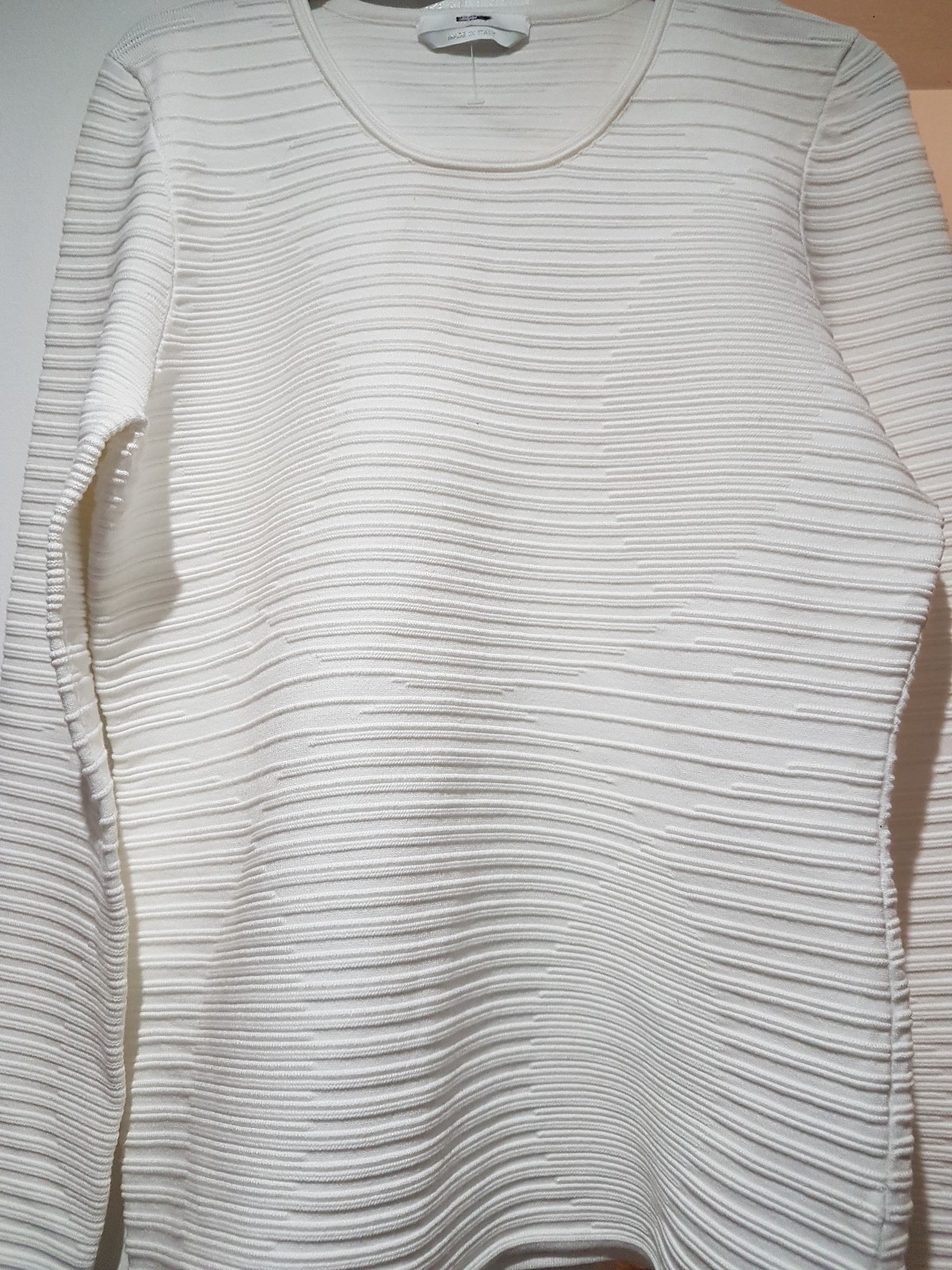 Hugo Boss Farani Ribbed Circle Structured Womens Ladies White Jumper NWOT image 4