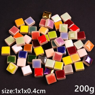 200g Square Ceramic Mosaic Tiles 1cm Handmade Materials DIY Wall Decor Chic Arts