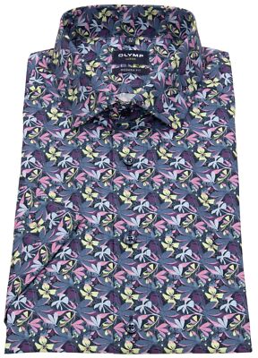 OLYMP Kurzarmhemd Modern Fit Floraler Print mehrfarbig - ohne OVP