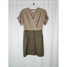 Ann Taylor Loft Women's Mini Dress, Size 4, V-Neck, Short Sleeve Tan/Brown