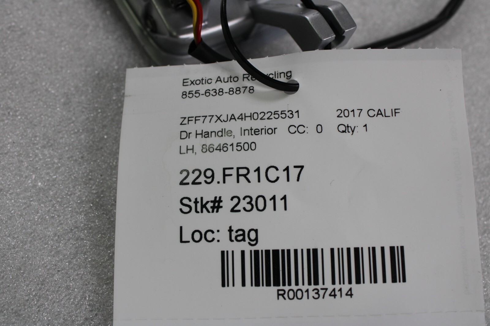 Ferrari California T, LH, Left, Interior Door Handle, Used, P/N 86461500