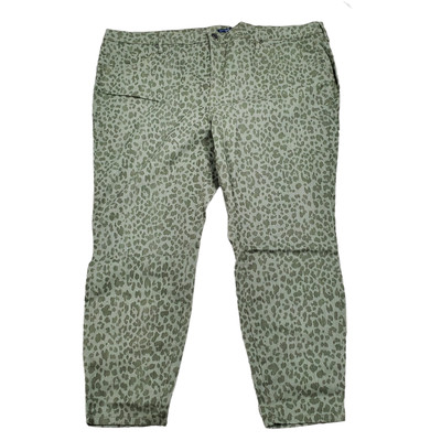 Isaac Mizrahi Women's TRUE DENIM Leopard Print Colored Jeans Olive Color Plus 26