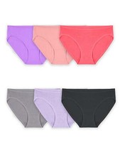 FRUIT OF THE LOOM WOMEN'S 360 STRETCH COMFORT COTTON BIKINI PANTY 6 PACK