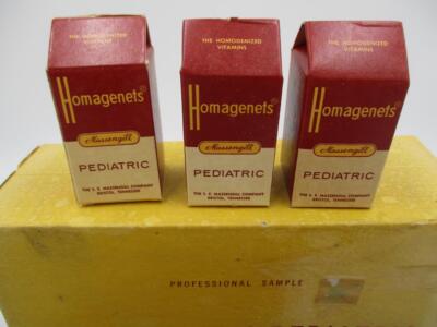 Vtg Lot RARE Massengill Co Homagenets Pediatric Doctor Sample Advertising Boxes