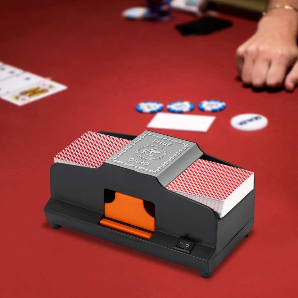 Black 2 Deck Automatic Card Shuffler Poker Cards Shuffling Machine