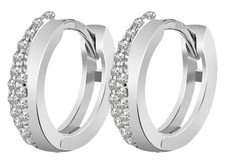 Klappcreolen Ohrringe Kreolen 333er Gold 8 Karat Weißgold Zirkonia  Paar  55/006