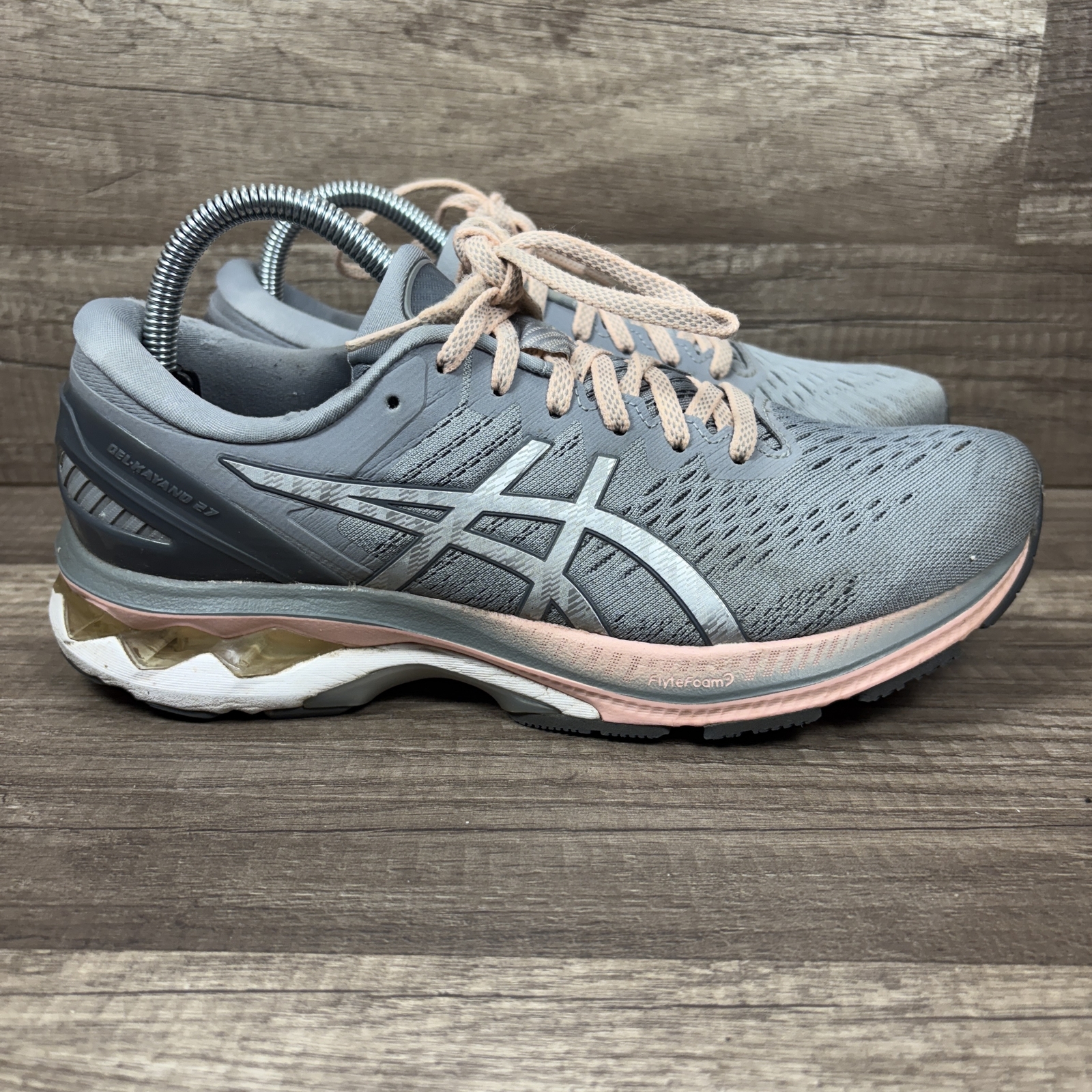 Asics Gel-Kayano 27 Gray Pink Womens US Size Wide 1012A713