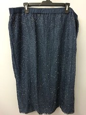 Silhouttes 2X Blue 100 Silk Maxi Skirt Embellished Lined Mother Of Bride