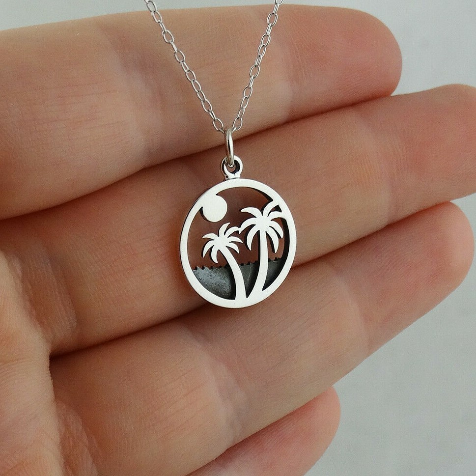 Fine 925 Sterling Silver California Palm Tree Charm Pendant - Necklace Or Bracelet Charm - View #5