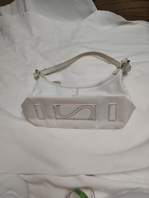 The Sak Handbag Purse Bag White Leather Over the Shoulder Small Zipper Buckle