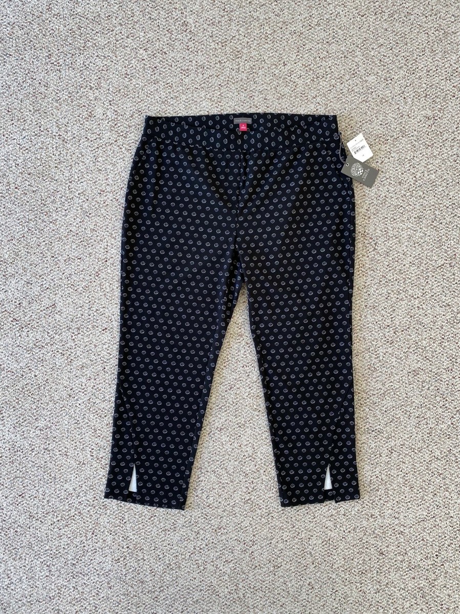 NWT! VINCE CAMUTO Plus Size 1X Black White Floral Pull-On Stretch