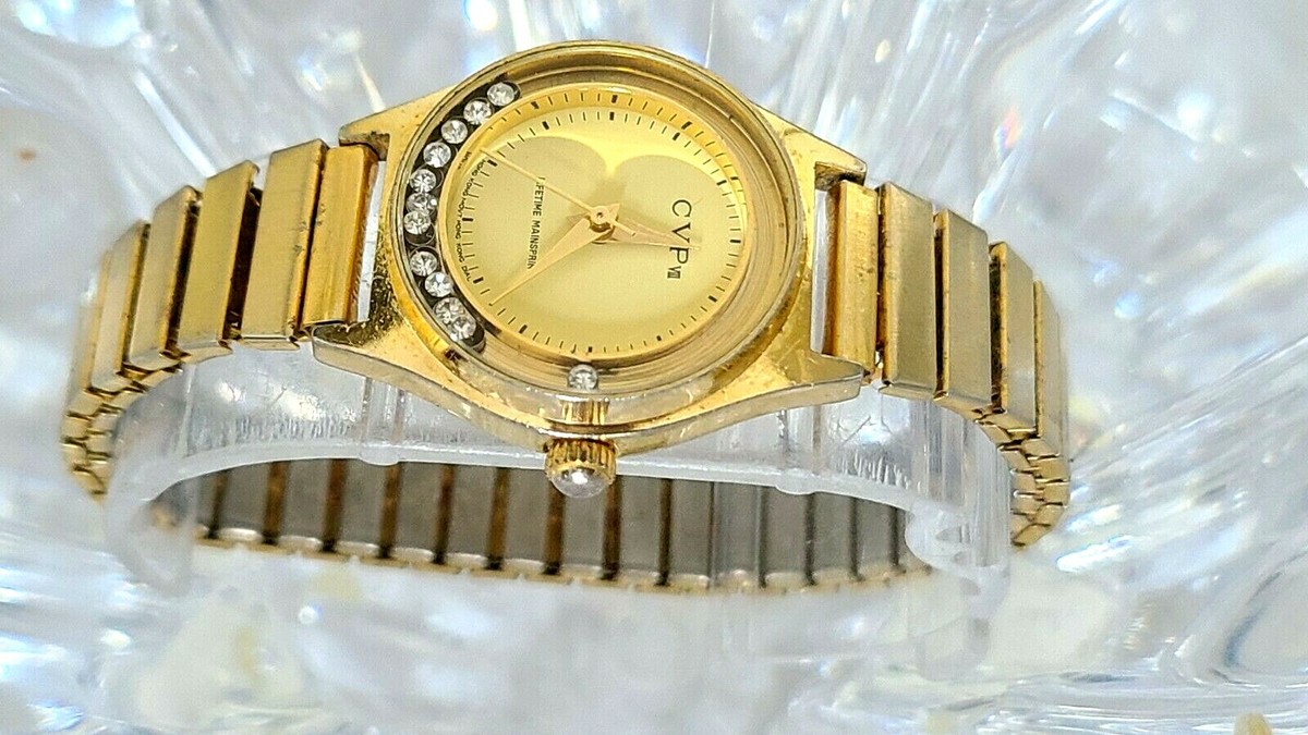 Vintage CVP vIII, Gold-Tone Floating Crystals Handwind Ladies
