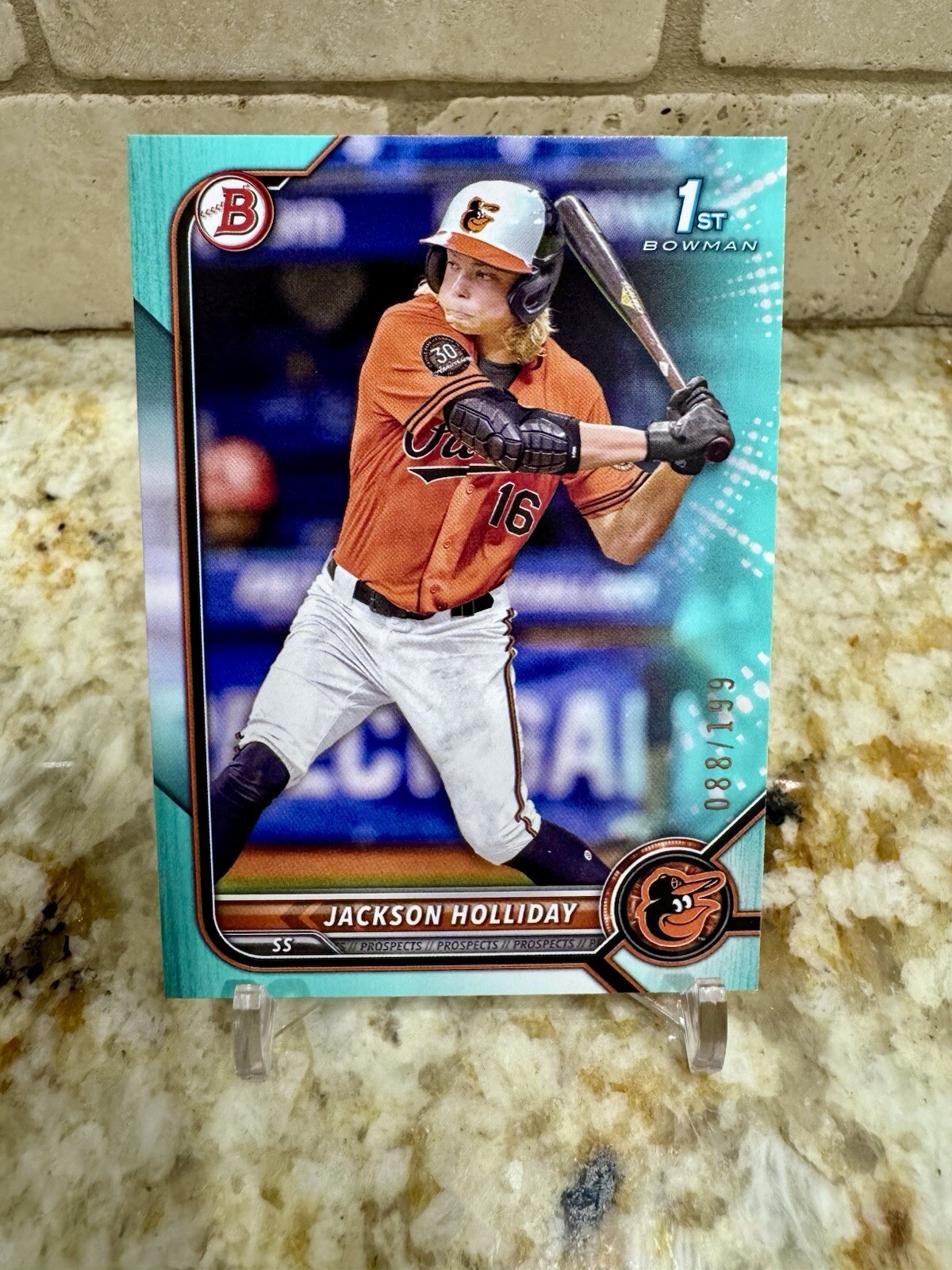 🔥JACKSON HOLLIDAY 2022 1st Bowman Draft AQUA 88/199 #BD168 Prospect Rookie RC