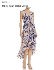 Eliza j Faux Wrap Floral High Low Sleeveless Dress Size 4