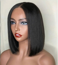 100  Human Hair 13 4 Lace Front Wigs Straight BOB Wig Preplucked