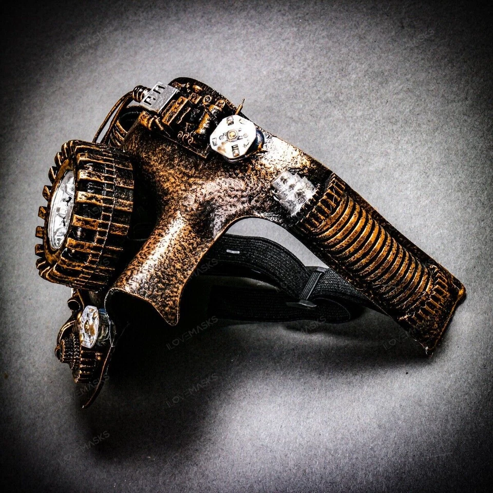 Steampunk Phantom Half Face Halloween Night Party Masquerade Masks Gold - Image 4 of 4