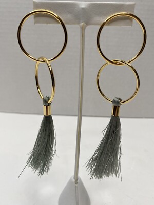 Neiman Marcus Tassel Earrings Black Gold Metal Egyptian Style New w/  Pouch