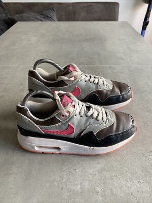 Air Max 1 Damen-Sportschuhe Leder pink grau schwarz UK 5,5