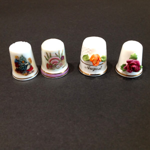 Porcelain or Bone China Thimble Lot of 4-Goebel, Avon Etc.