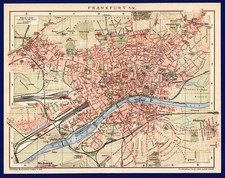 Stadtplan anno 1901 - Frankfurt Main Zeil R&ouml;mer Paulskirche Kaiserdom Goethehaus