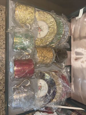 SET OF 6 MINTON BROCADE COFFEE/ESPRESSO CUPS AND SAUCERS Gift Set NEW condition