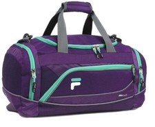 Fila Sport Duffel Bag purple 19x10x10 Exovent Ventilation Gear Gym Work Out