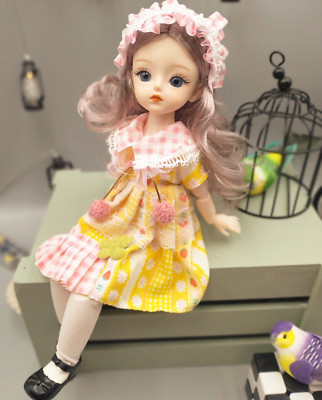 Blue Eyes girl in Lovely Yellow Dress 30cm BJD Doll